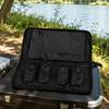 Oxford Cloth Fishing Bites Alarm Carrying Case, Foldable Bankstick Organizers with Four Internal Sleeves and Strap for Separated Tackle Storage