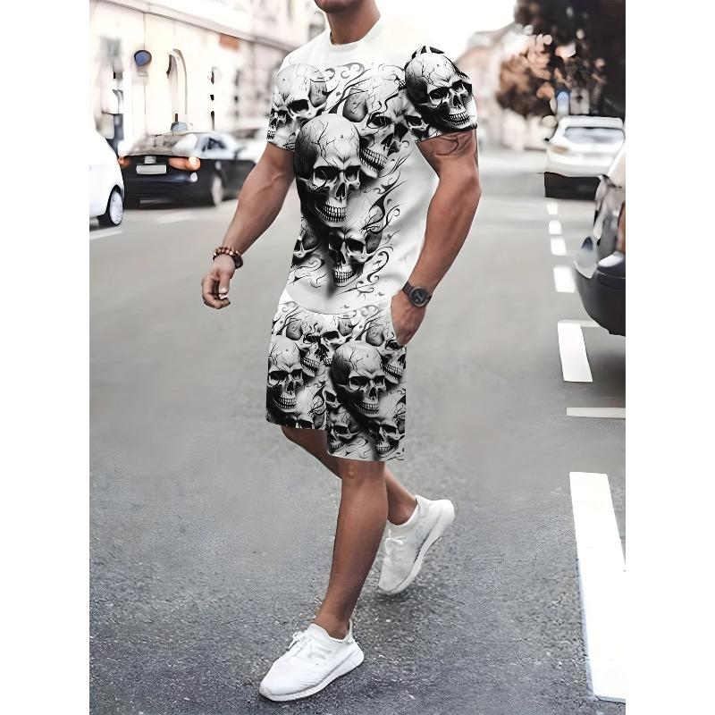 Men's Breathable and Comfortable Short Sleeved Suit Best-selling New Set 3D Printing Design for Outdoor Travel
