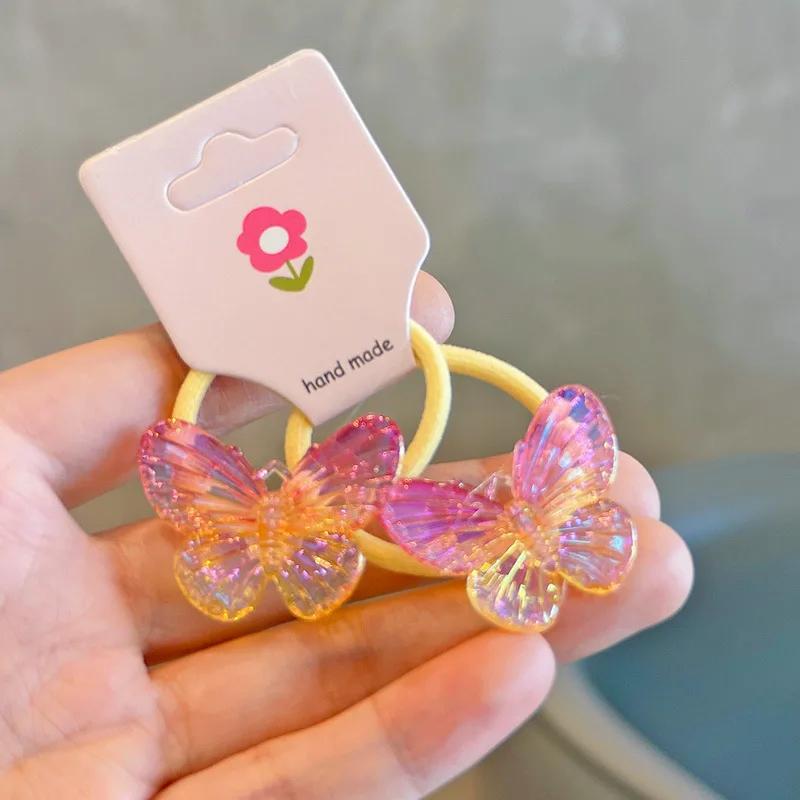 

2 шт. милые мультяшные градиентные супер бабочки эластичные резинки для волос для девочек принцесса аксессуары для волос детские резинки для волос детские головные уборы