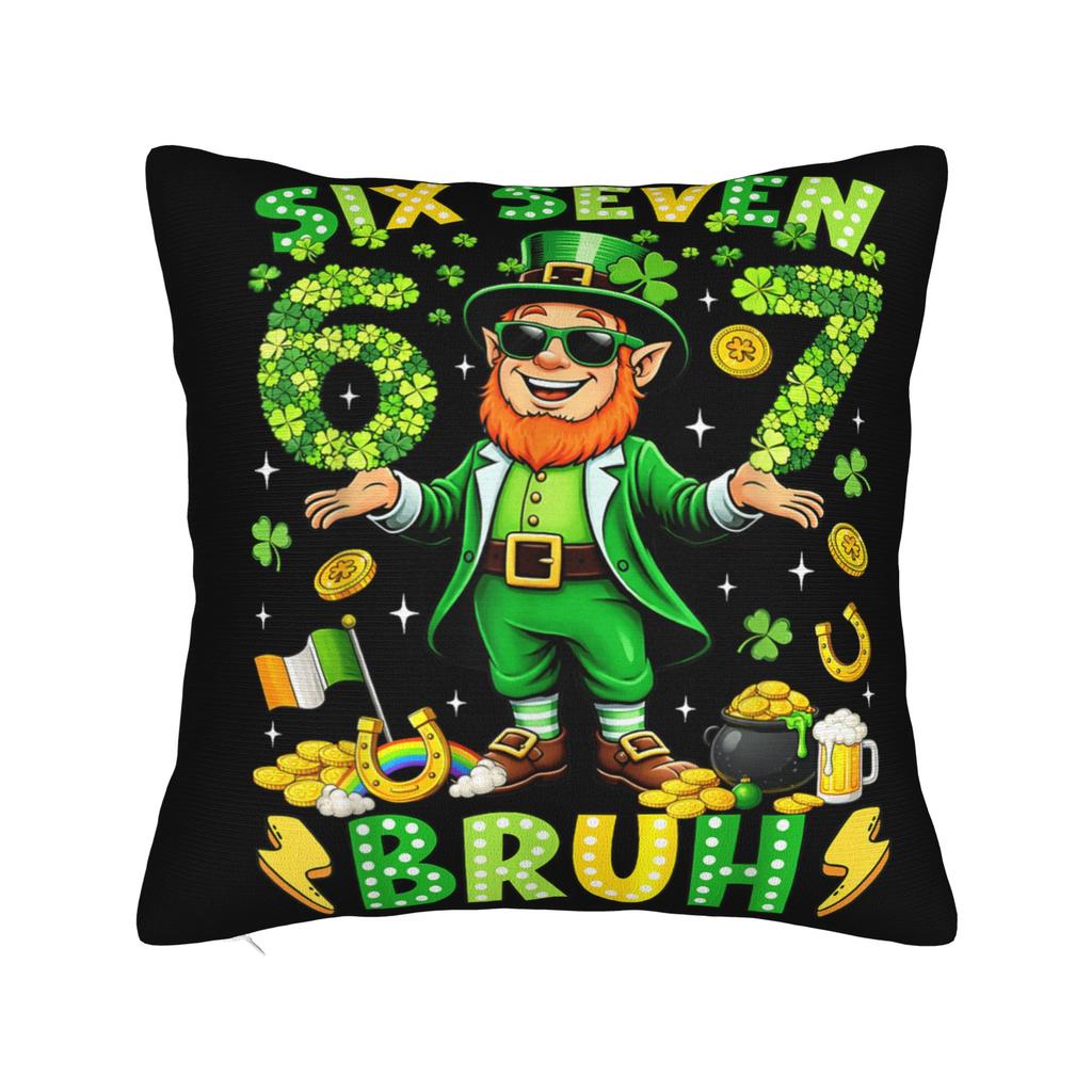 Pillow Cover Funny Leprechaun Playing Soccer St Patrick Day Novelty Pillow Case For Living Room Chair Pillowcases
