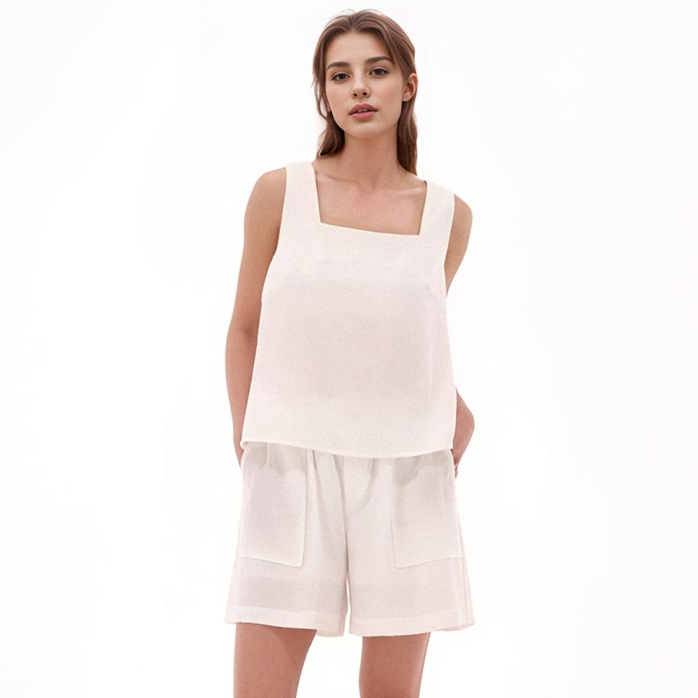 Acud Square Neck Sleeveless Top_White White/S