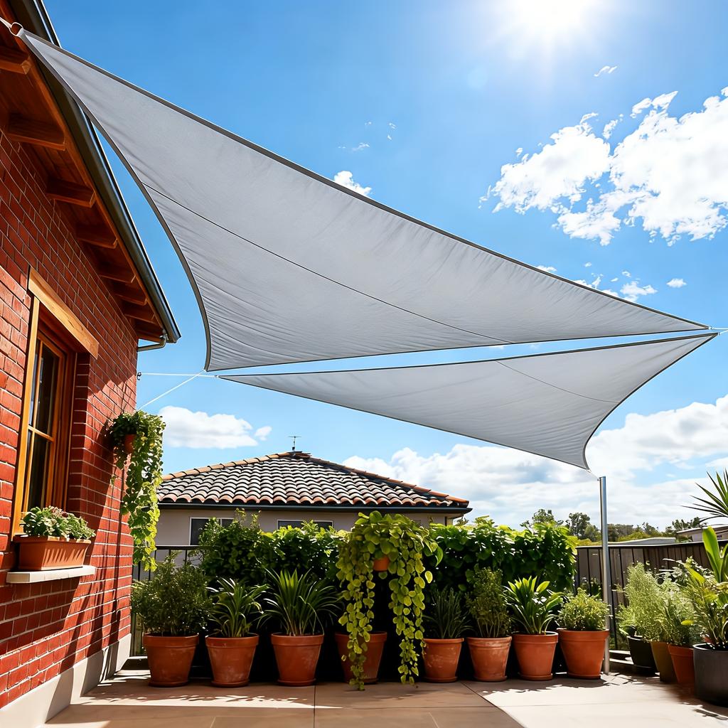 Wasserdichtes Dreieck Sonnensegel Terrassenüberdachung Markise Mit 3 Karabinerhaken Set