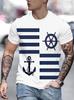 Simple Fashion Anchor Striped T Shirts for Men Summer Trendy Streetwear 3D Printed T-shirts Cool Streetwear Hip Hop Tees Tops