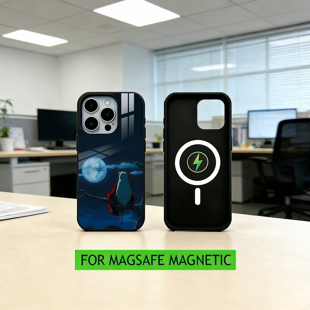 Inuyasha Silhouette Red Katana Anime Phone Case For iPhone17,16,15,14,13,12,11 Plus,Pro Magnetic For Magsafe Wireless Charging