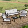 Sleek Contemporary Style All‑Aluminum Four‑Piece Weather‑Resistant Outdoor Sofa Furniture Set