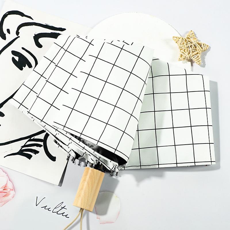 Manual Vinyl Tanning UV Resistant Folding Sun UMBRELLA, Retro Wind Resistant, Waterproof Coating, Sunshine and Rain Women