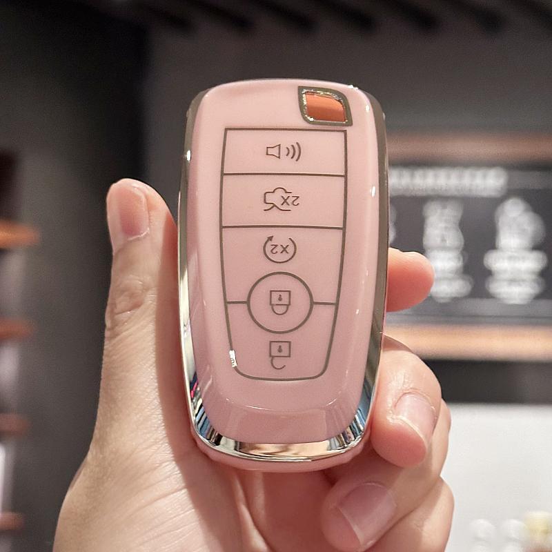 TPU Key Fob Cover with Keychain for Ford Explorer Fusion Escape Edge Expedition F150 F250 F350 F450 F550 Maverick Mustang