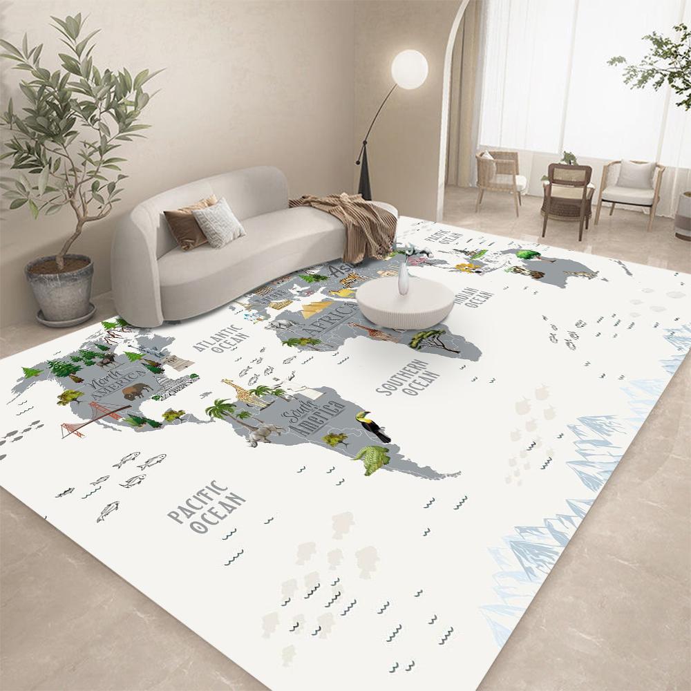 Dieren Wereldkaart Tapijt voor Slaapkamer Woonkamer Huis Sofa Kinderkamer Kinderen Grote Vloermat Cadeaus Huisdecoratie Kleed