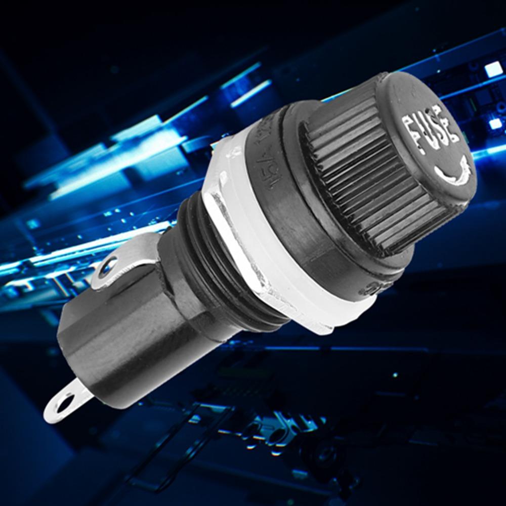 20PCS 5x20mm Screw Cap Fuseinf Holder Black Screw Cap Design Glass Tube Fuseing Holder Panel Mounted Fuseing Holder