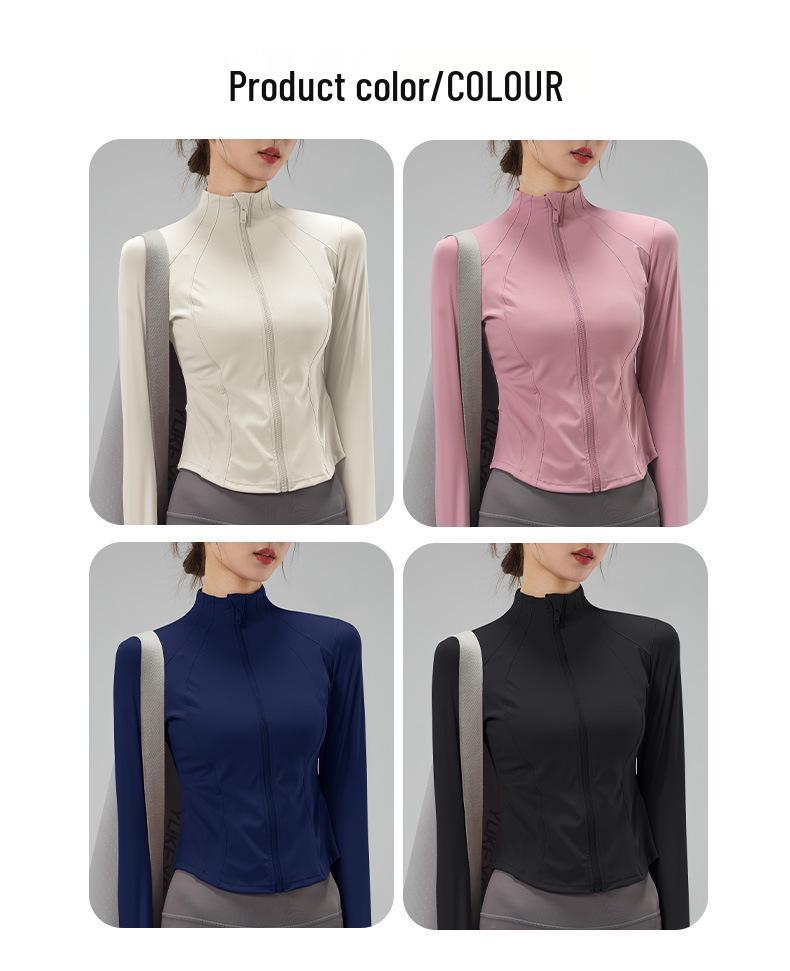 Women's Slim-Fit Yoga Jacket with Back Pockets - Long Sleeve, Casual Outdoor Activewear for Fall and Winter