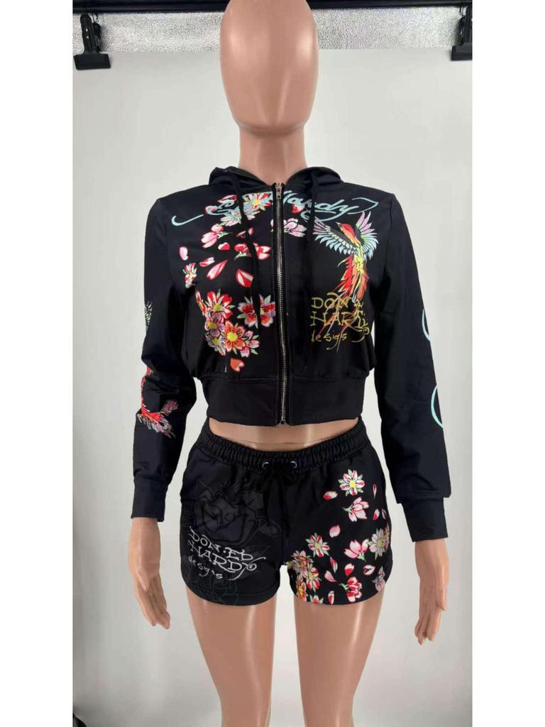XH903 European & American Women's Spring/Summer 2024 Printed Fashion Casual Suit