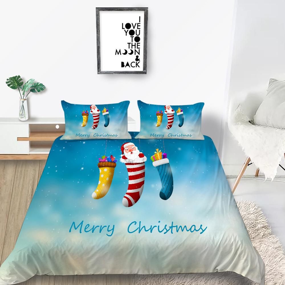 Quilt Cover Pillowcase Two Or Three-Piece Set Christmas Gift Polyester Digital Printing
