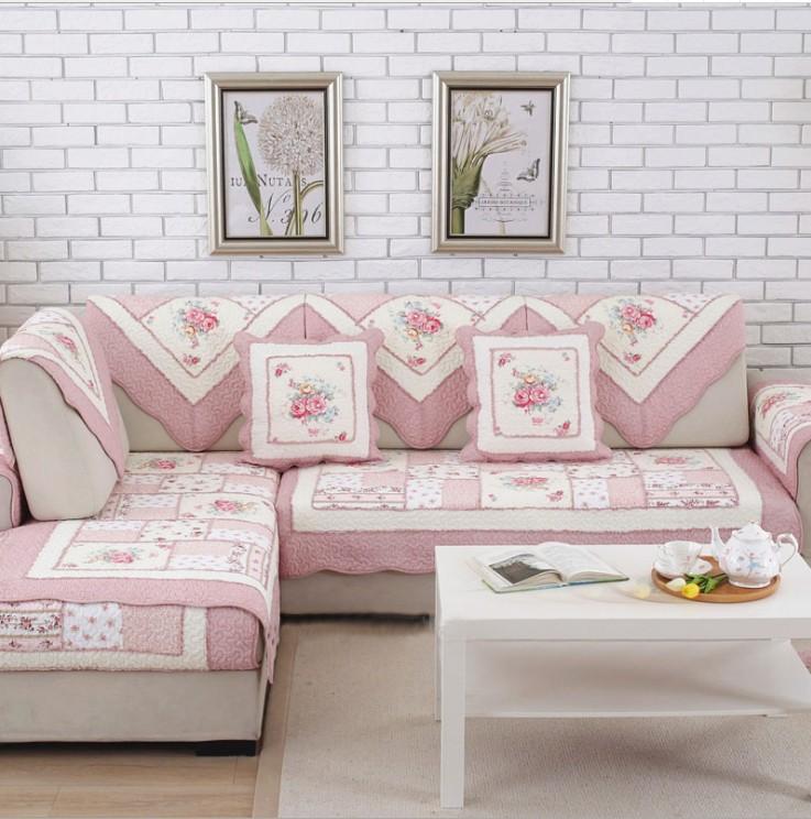 Patchwork Sofa Cushion Pastoral Fabric Non-slip Leather Sofa Cover Cover Fashion Bay Window Cushion Cotton Sofa Towel