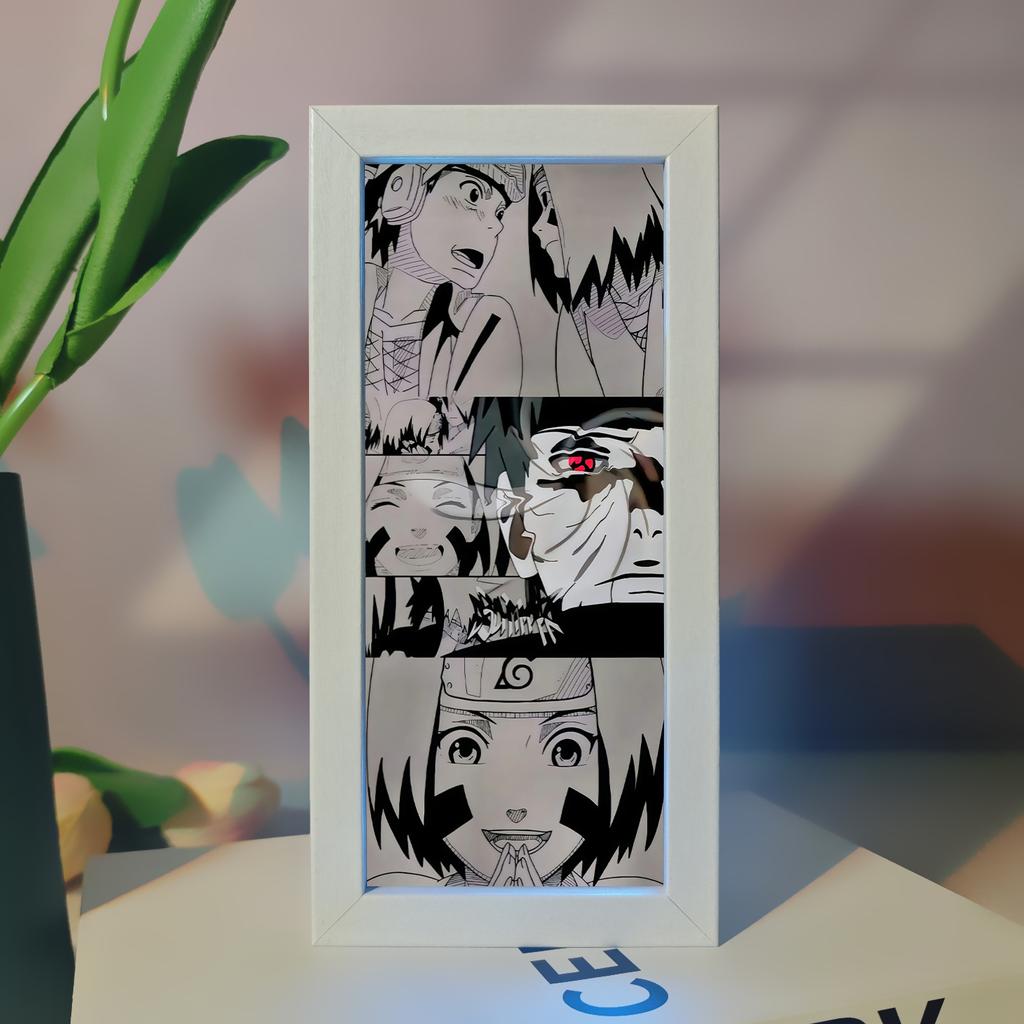 Naruto 19.8cm/7.8in 3D Anime Light Box Led Lamp Uchiha Cartoon Desktop Display Room Decoration Birthday Gift Party Supplies Toys