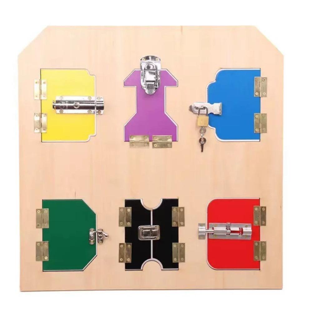 Wooden boys and girls Montessori busy board unlocking steering wheel telephone switch unlocking parent-child early education life toys