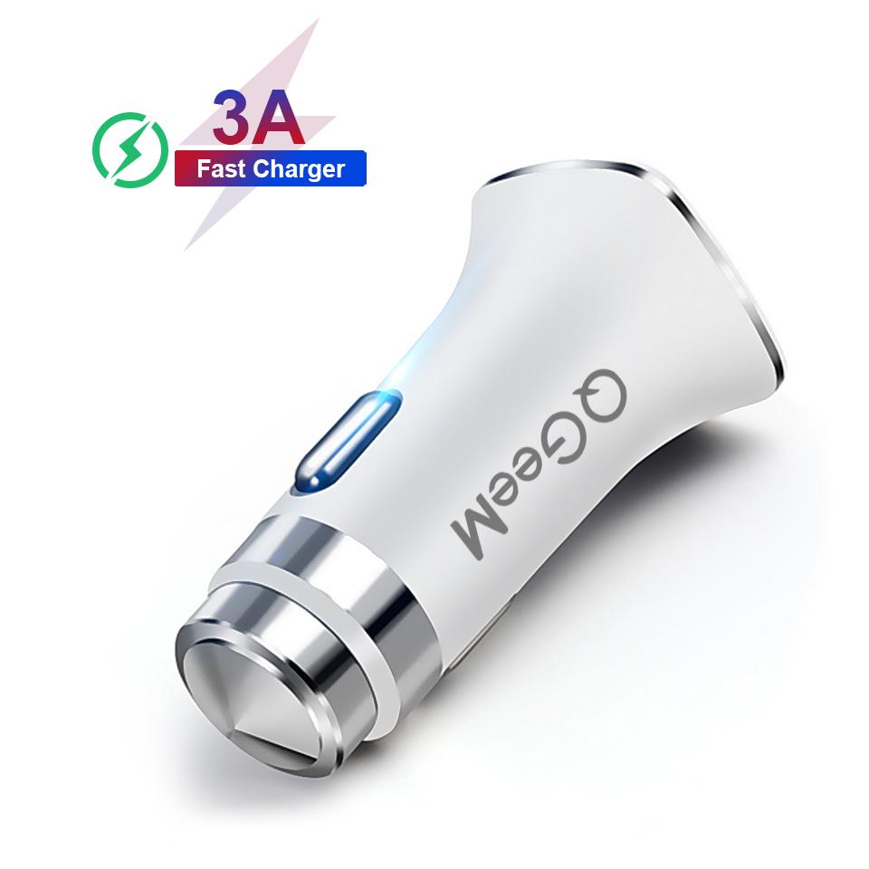

Автомобильное зарядное устройство QGEEM QC 3,0 USB, безопасный молоток, быстрая зарядка 3,0, автомобильное быстрое зарядное устройство, адаптер для зарядки телефона для iPhone Xiaomi Mi 9 Redmi car charger белый