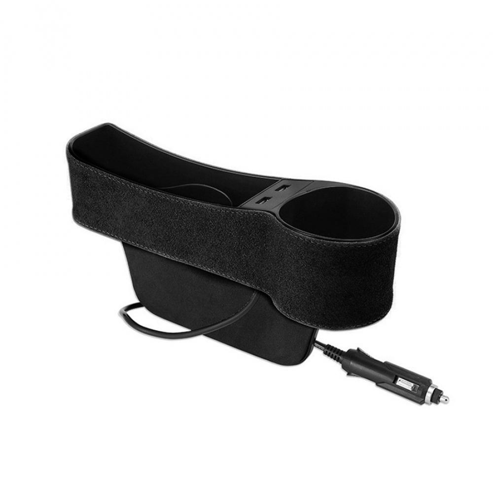 Upgrade Storage Box Car Seat Gap Organizer Pocket Alcantara suede Leather Auto Seat Side Slit Accessories With 12/24V Cigarette Lighter Drive