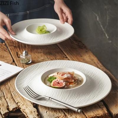 Nordycki ceramiczny talerz słomkowy w kształcie kapelusza, hotel, restauracja, deser, sałatka, talerz do steków, dekoracja do jedzenia, kuchnia domowa, kreatywna zastawa stołowa