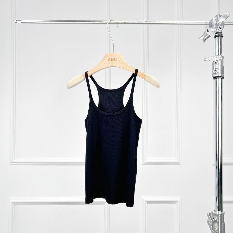

Women s Classic Nordic Thin Strap Cotton Vest - Black & White Medium чёрный
