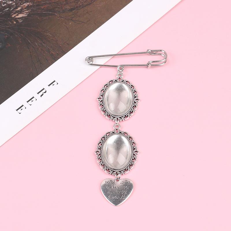 Wedding Bouquet Photo Charm Diy Pin Brooch Lacy Frame Charm Oval Picture Frame