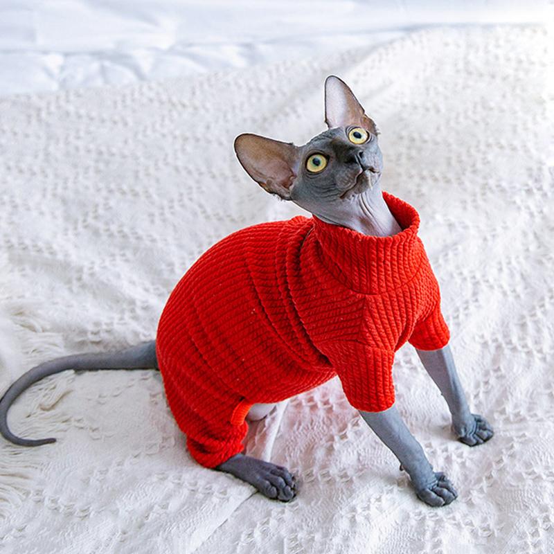 Sphynx Cat Clothes Autumn Winter Warm Pet Cat Jumpsuit Hoodies Soft Kitten Cat Pajamas Costumes For Sphinx Devon Cats