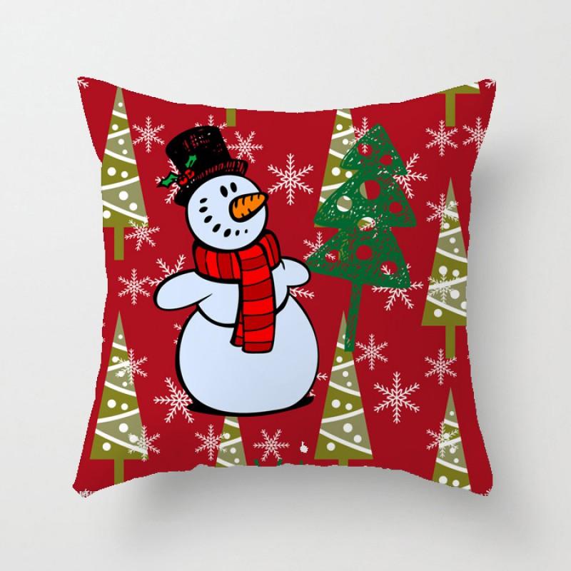 Christmas Cartoon Hand-Drawn Decorative Pillow Cover 45x45cm Living Room Car Holiday Home Decor