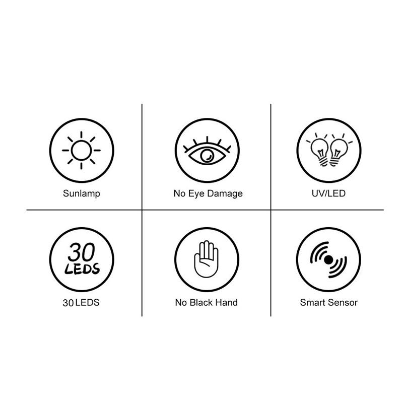 30 LED Rechargeable Nail Art Light With Smart Digital Display Nail Polish Nail Dryer Manicure Tools For Salon And Home Use