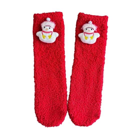 1 Pair Plush Christmas Socks with Non-Slip Grip Festive Holiday Floor Socks Soft Warm Fleece Stockings Gifts for Kids Adults