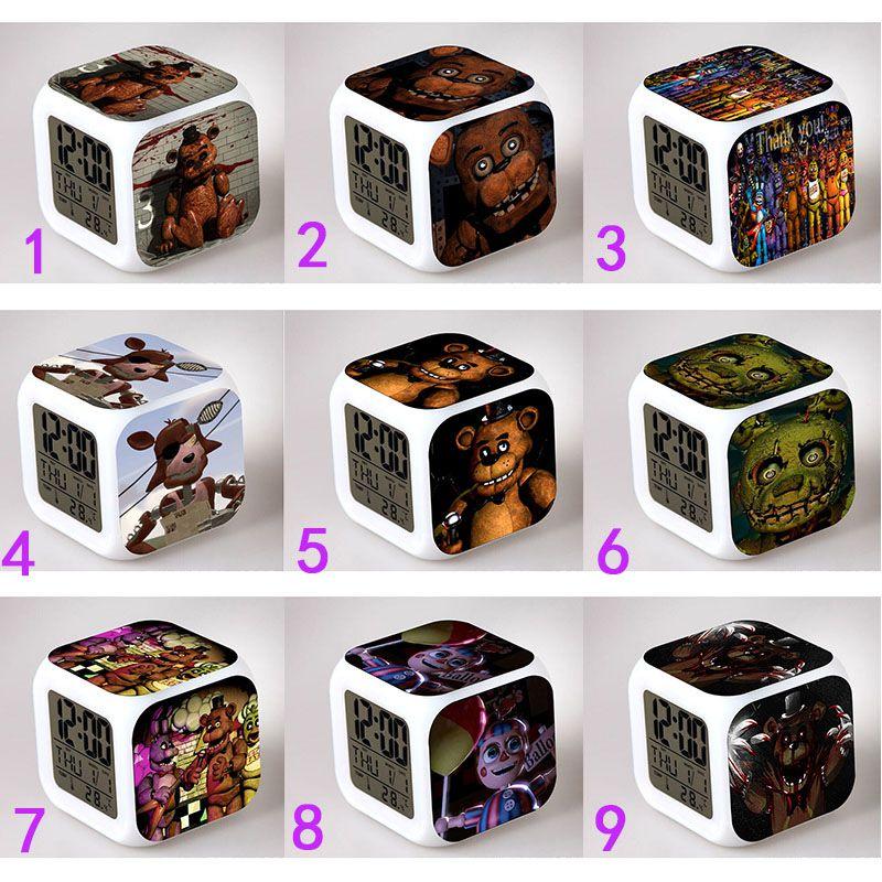 Bear Multifunction Fnaf 7color Digital Alarm Clock Led Watch Alarm Cube Clock