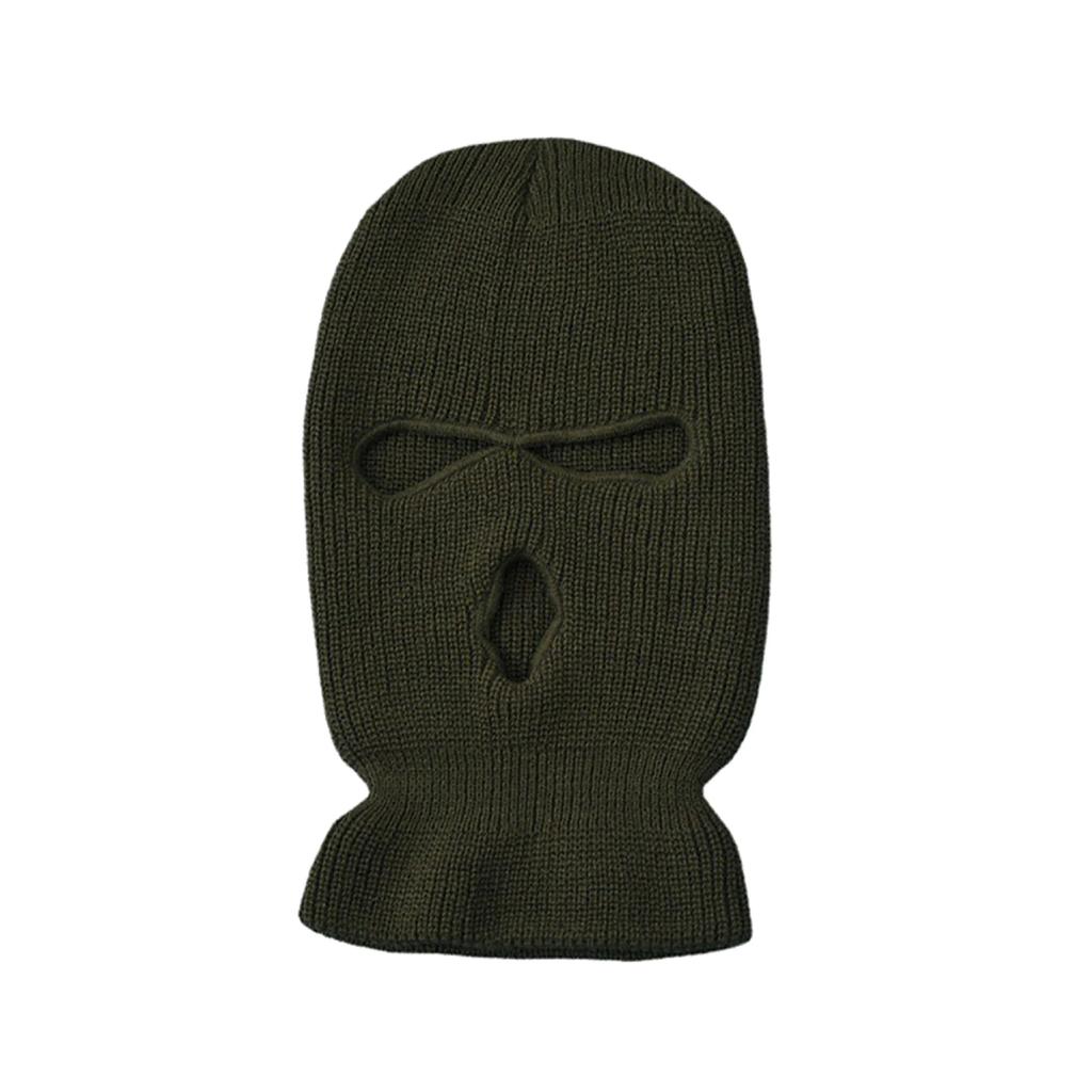 Motorcycle Windproof Full Face Knit Hats Custom SkiMask Men Warm Wool Balaclava Embroidery Winter Hats Knitted 3 Holes Ski Mask