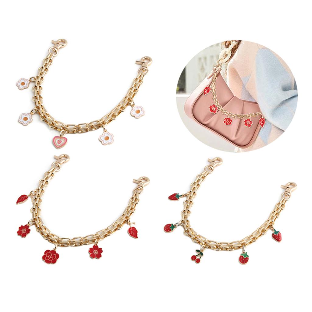 Unique Flower Strawberry Heart Designs Bag Accessory Chain Decoration Adds A Touch Of Romance To Your Handbag