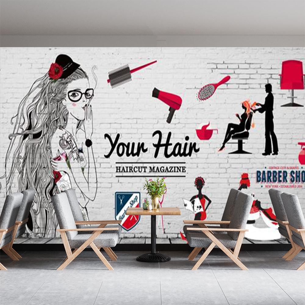 

Beauty Barber Shop 3d Wall Murals Background Wallpaper, Modern Beauty Salon Removable Murals, Suitable For Barber Shop Wall Painting 200 cm(W) x 140 cm(H)