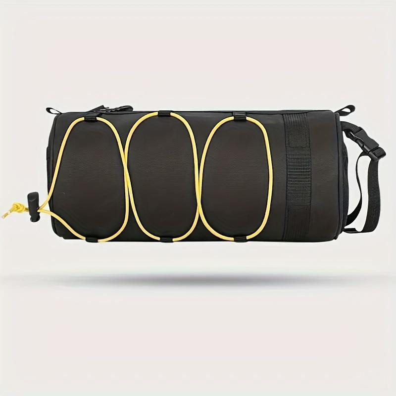 Large Capacity Adjustable Bicycle Handlebar Bag Portable Front Frame Tube Bag Cylindrical Design, Elastic Securing System, Bike Bag