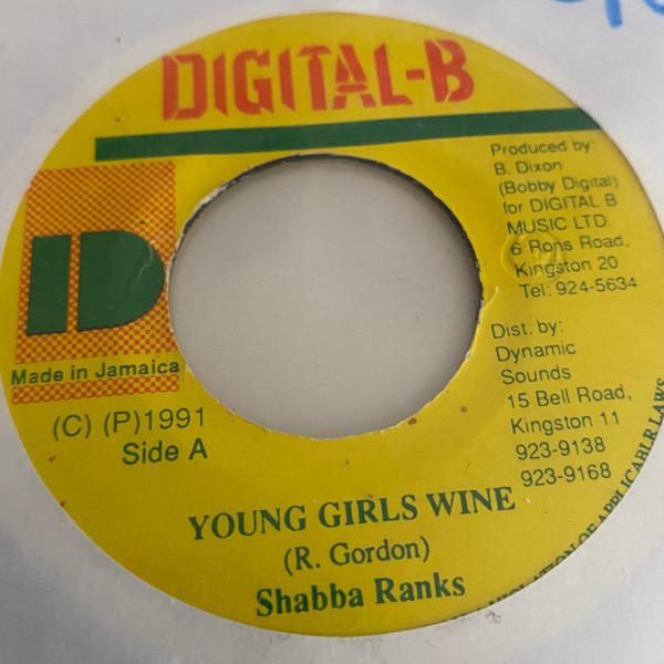 

7-дюймовая пластинка SHABBA RANKS - Young Girls Wine НЕТ Digital-B 1991 Ямайка Регги, Ска и Даб Б/У