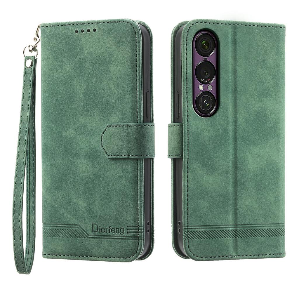 DIERFENG DF-03 For Sony Xperia 1 VII Case Lines Imprint Wallet Leather Phone Cover
