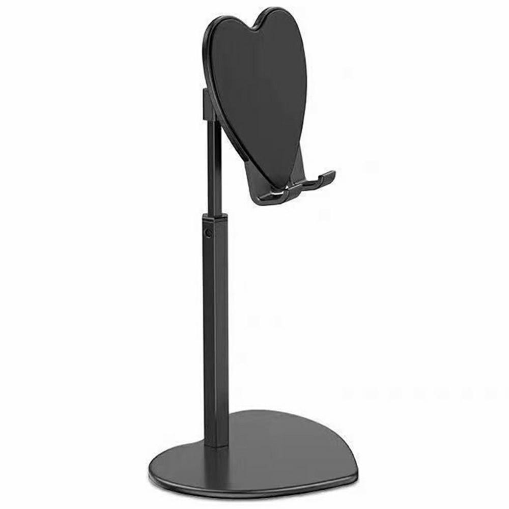 

K8 Aluminum Alloy Heart-Shaped Phone Stand Adjustable Angle Foldable Holder for Smartphones/Tablets Black