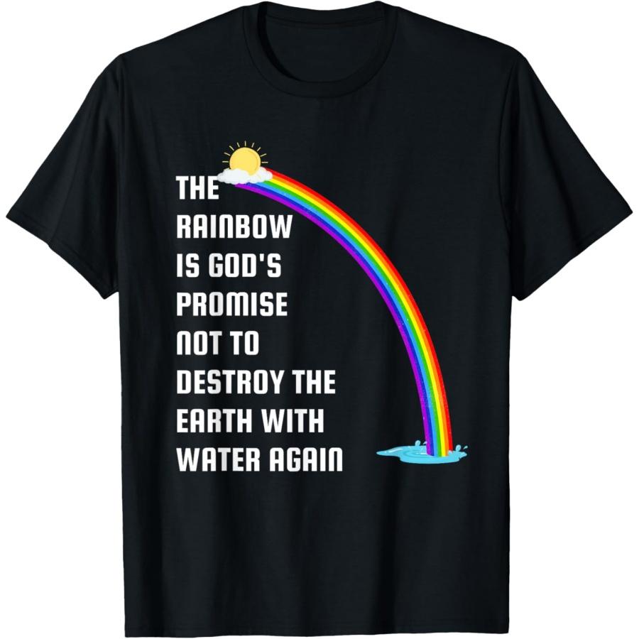 

The Rainbow Is God s Promise Christians Religious Bible Gift T-Shirt XXXXXL чорний