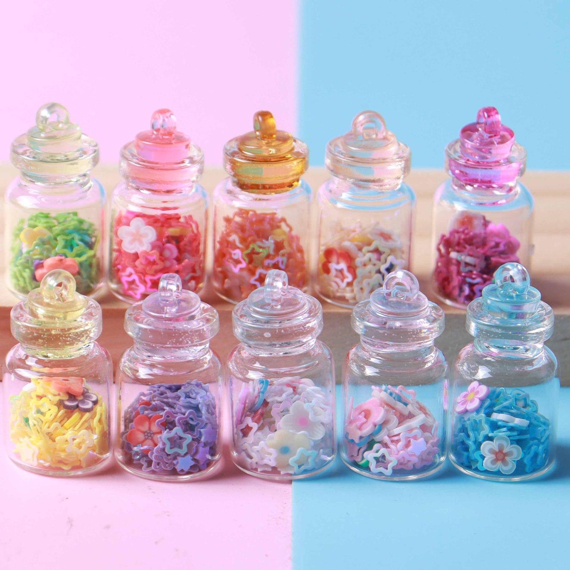 

10Pcs Colorful 3D Glass Star Sequins Wishing Drift Bottle Pendants For Jewelry Making Diy Keychains Accessories