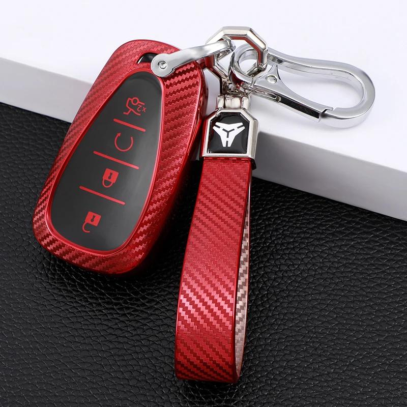 AABHN1 Carbon Fiber Car Smart Key Cover Case for Chevrolet Cruze Camaro Malibu Equinox 2016 2017 2018 2019 Key Chain