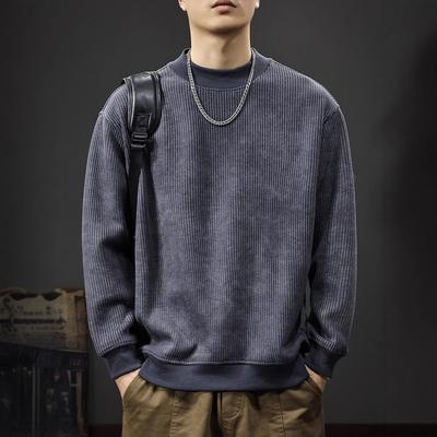 Autumn Trendy Brand High Street Sweater Men'S Loose Large Size Knitted Long-Sleeved Top American Retro Heavy Inner Bottoming Shirt
