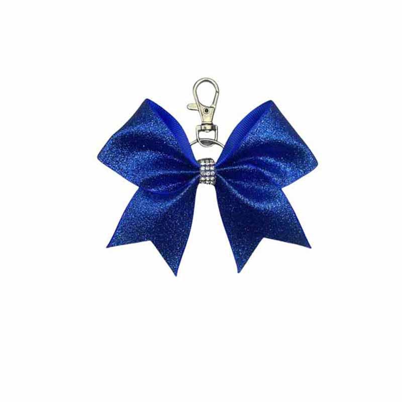 Shiny Leather Bow Keychain with Rhinestones - Fashionable Gift Charm