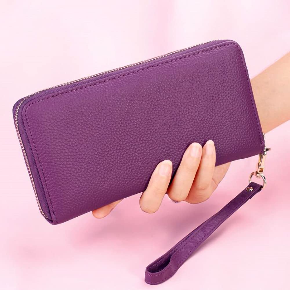 Gracewell Damplånbok i Äkta Läder, Lång, Portabel, Passar Smartphone, Naturlig, Enkel och Elegant, RFID-skyddad (Netto)