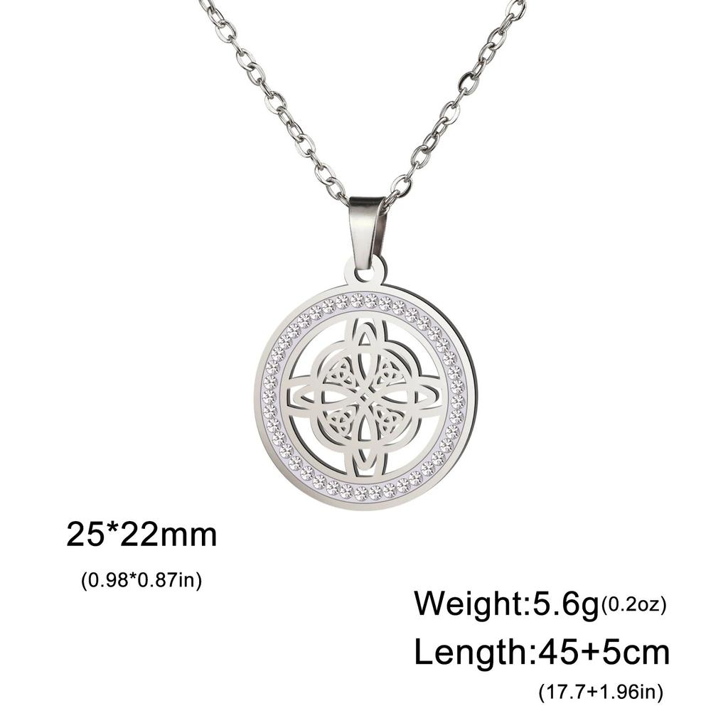 Skyrim Čarodějnický Náhrdelník Čarodějnický Uzel Nerezová ocel Průhledný Zirkon Kulaté náhrdelníky s přívěskem Amulet Wicca Šperky Dárek k narozeninám