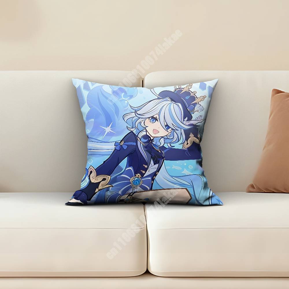 Genshin Impact Furina Hydro Archon Pillow Cover Sofa Couch Cushion Case Creative Workspace Accent Home Decor
