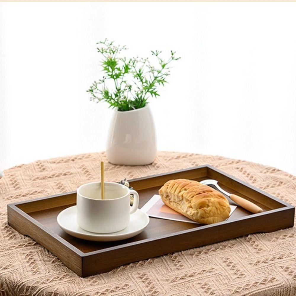 Durable Kitchen Serving Tray Rectangular Serving Platter Bamboo Food Tray  Living Room