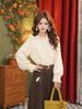 Retro Artistic 3D Stereo Off-White Shirt - Women's Versatile Autumn/Winter Fashion