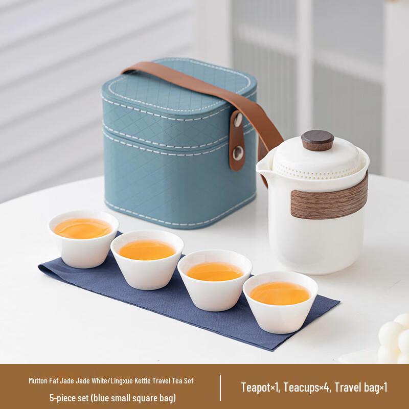 Mutton-Fat Jade Porcelain Travel Tea Set