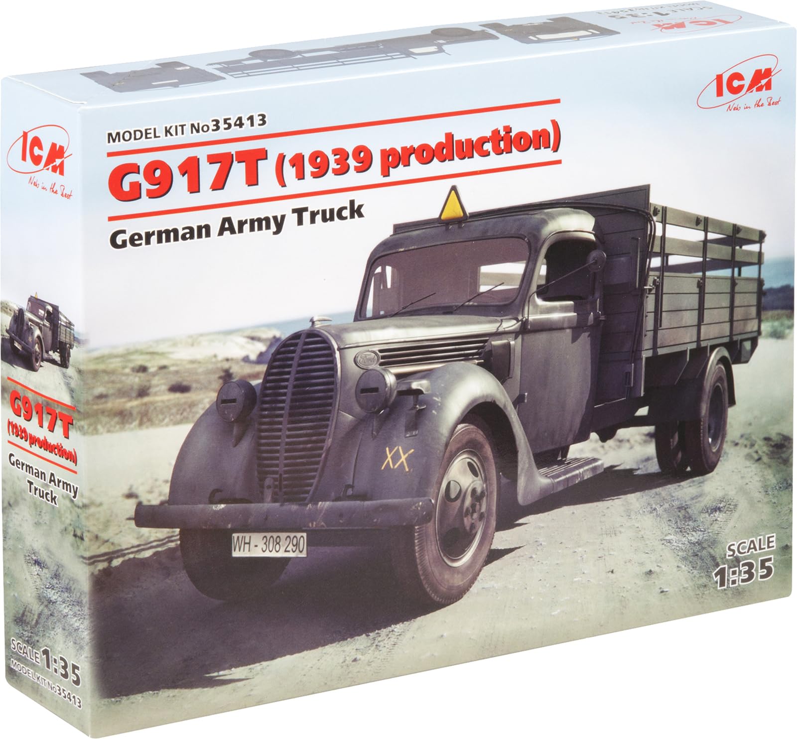 

ICM Scale German Ford G917T Cargo Plastic Model Kit 35413 1/35 Truck, 1939, (Military Vehicle)