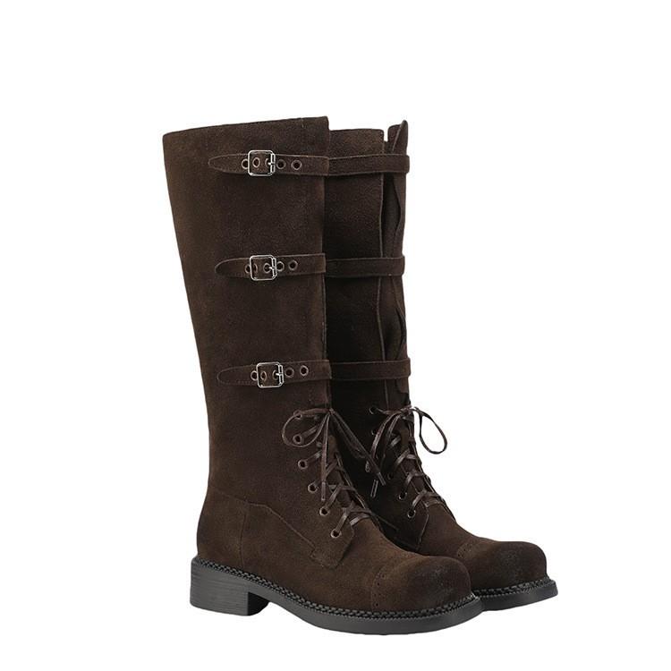 

Miu - это те же высокие сапоги для женщин 2026 года, новые ремешки, высокие сапоги-рыцари, квадратная пряжка, но ботфорты для женщин 40 коричневый