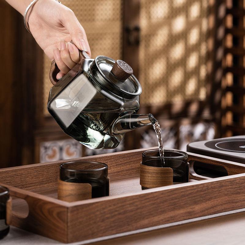 High Temperature Resistant Glass Teapot Filter Boiling Wooden Handle Electric Ceramic Stove Special Kung Fu Teaware Set